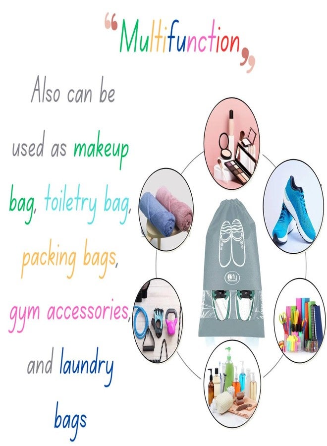 ليفي حقائب تنظيم الأحذية للسفر من ليفي للأحذية الطويلة والأحذية ذات الكعب العالي، برباط، ونافذة شفافة، حقائب تخزين موفرة للمساحة، عبوة من 10 قطع (رمادي فاتح 10 قطع، 16 × 12 بوصة) - Image 5